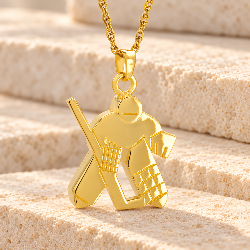 Gold Plated Hockey Player Cremation Locket — main — evr976gv