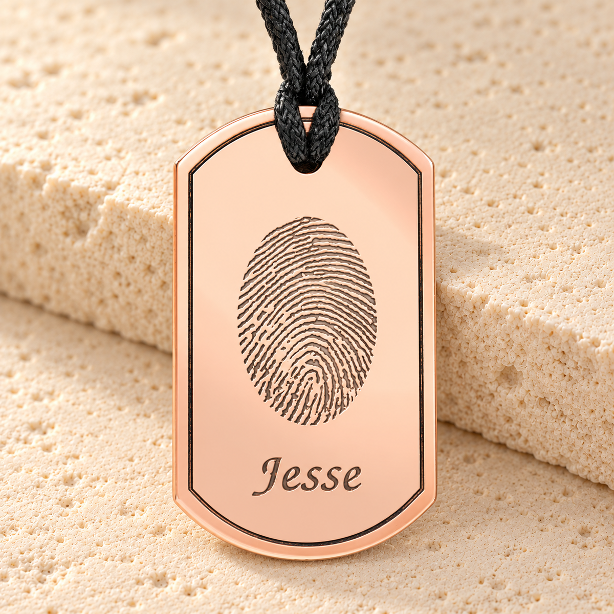 Modern Dog Tag Copper Fingerprint Necklace — main — evr4724cpr