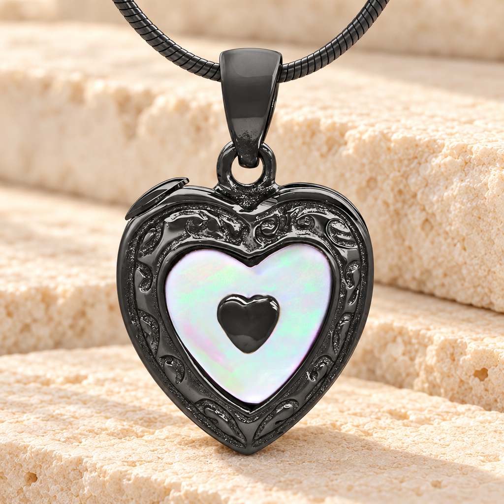 Black Tri Heart Cremation Jewelry — main — evr6475b