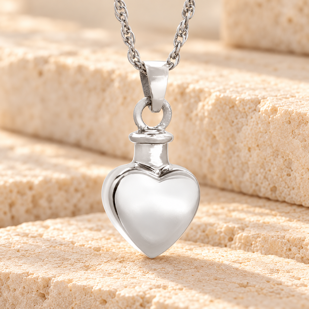 Small Heart Sterling Silver Urn Keepsake — main — evr148ss