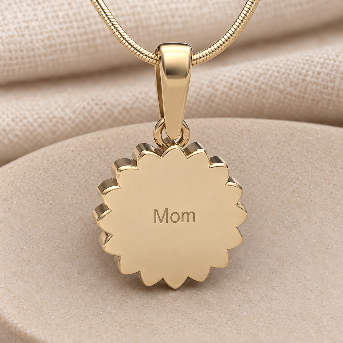 14K Gold Birthstone Flowers Forever Sealed Memorial Jewelry — rear engraving — evr20004kgfs