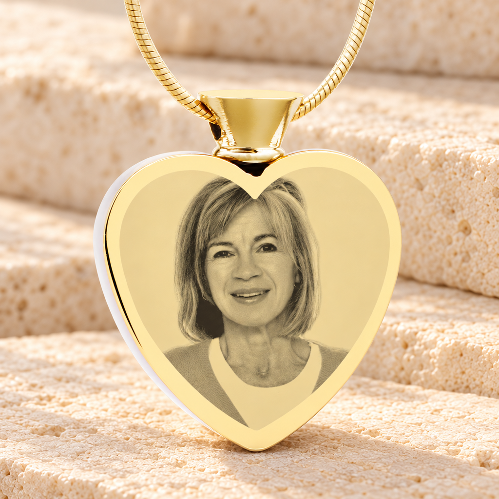 Heart Gold Plated Photo Engraved Ash Pendant — main — evr6556g