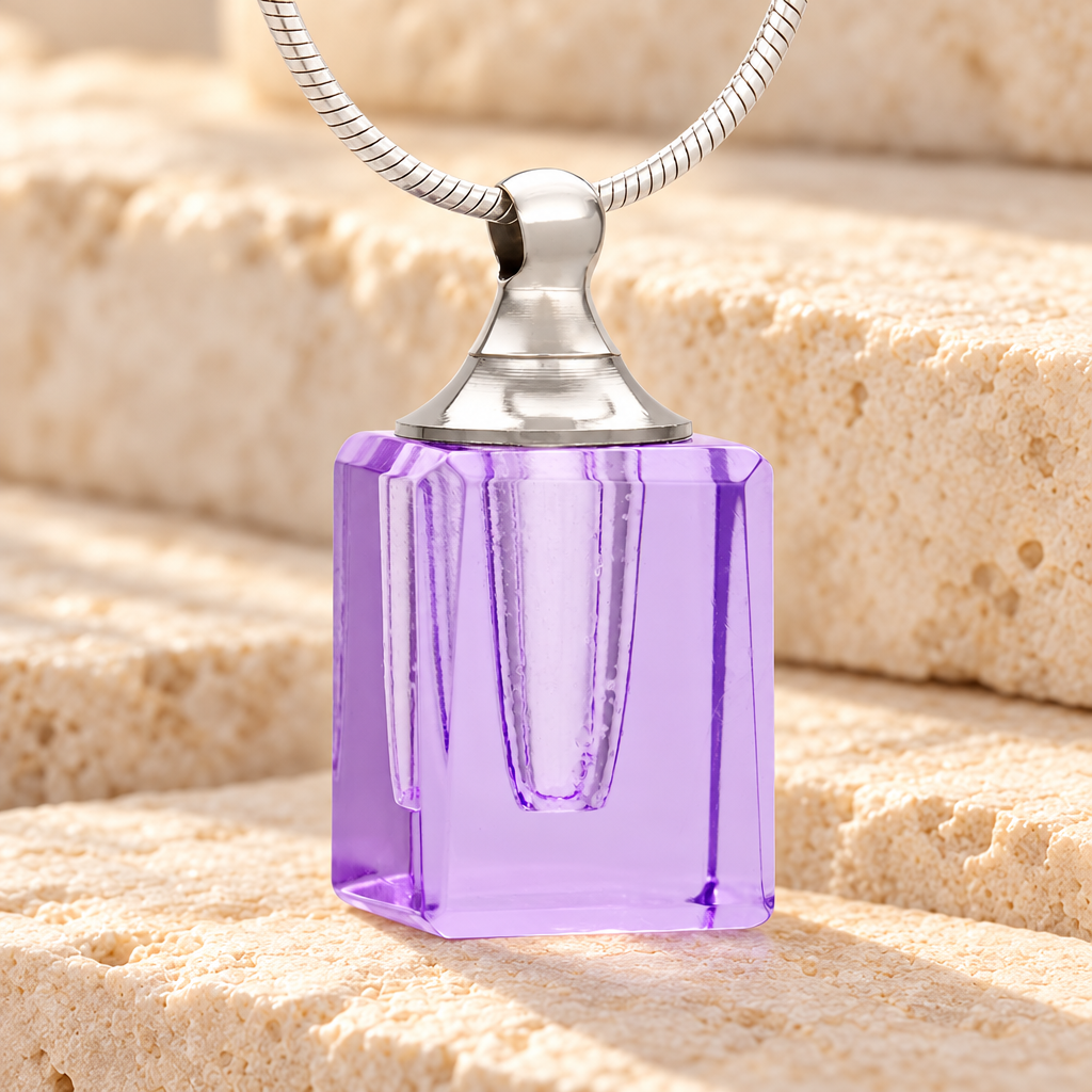 Glass Locket Violet Contentment Jewelry Urn — main — evr2044v