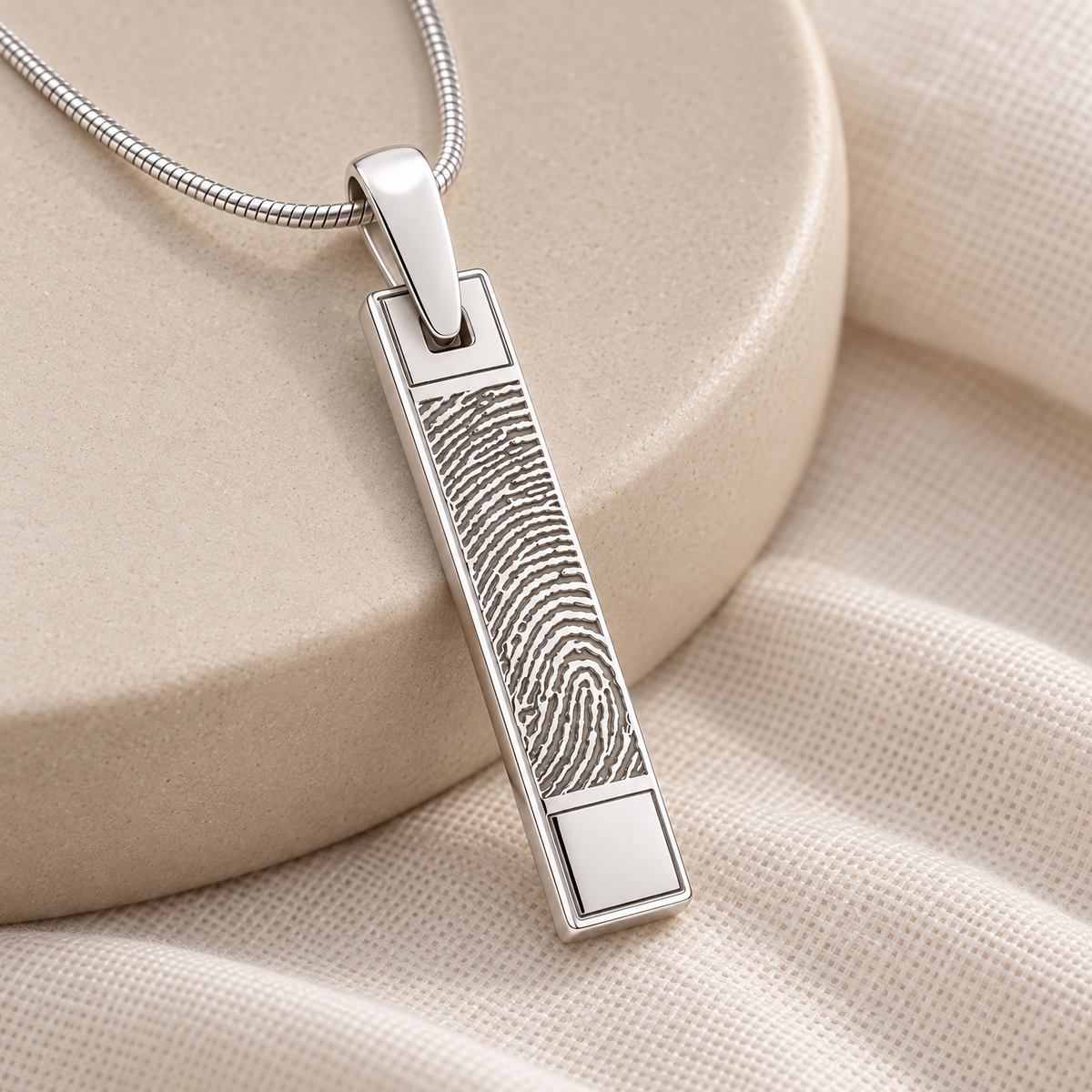 Solid 14k White Gold Barred Fingerprint Necklace — alternate view — evr4732wg