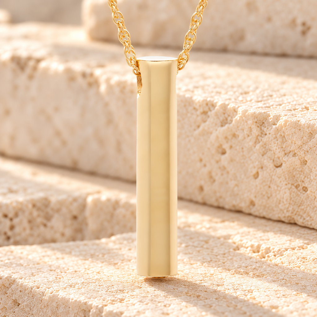 14K Gold Marley Cylinder Cremation Keepsake — main product image