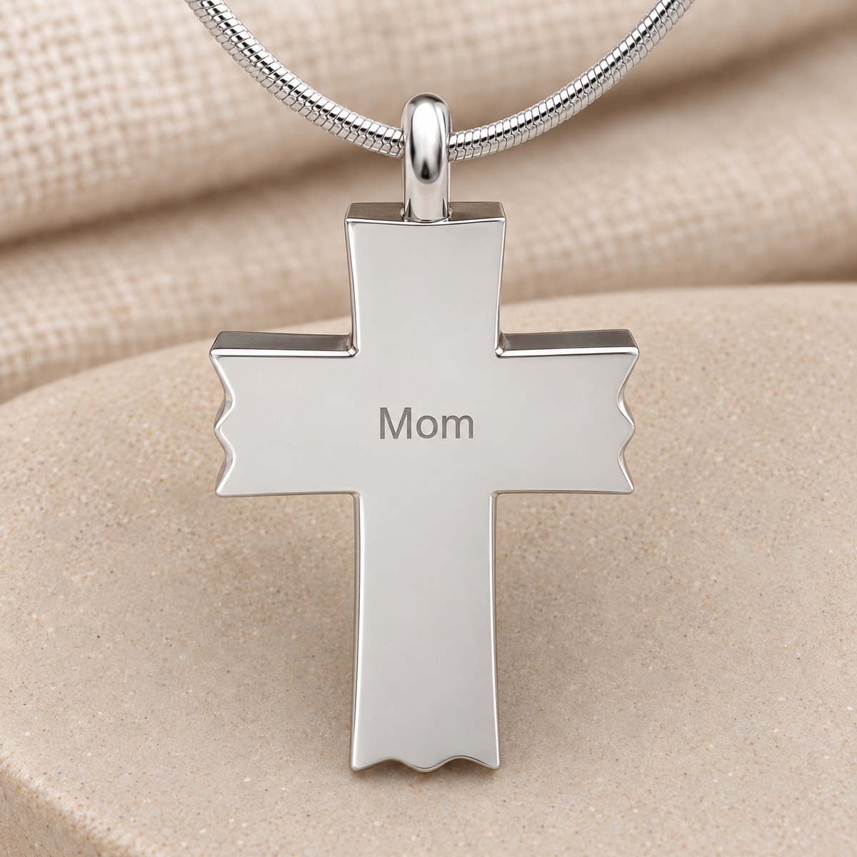 Rosedale Cross Forever Sealed Keepsake Urn Jewelry — rear engraving — evr1079fs
