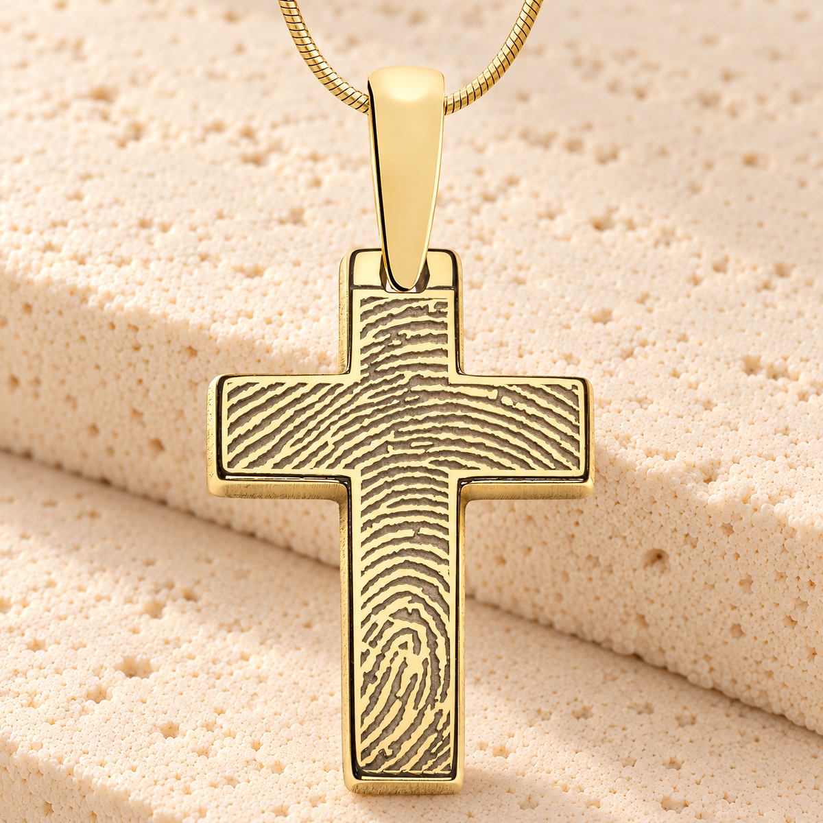 Solid 14k Gold Simply Cross Fingerprint Necklace — main — evr4822kg