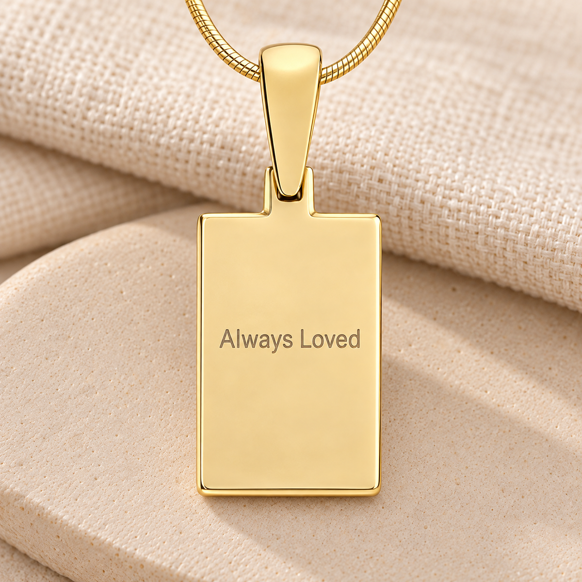 Birthstone Rectangle Gold Plated Fingerprint Necklace — rear engraving — evr4720g