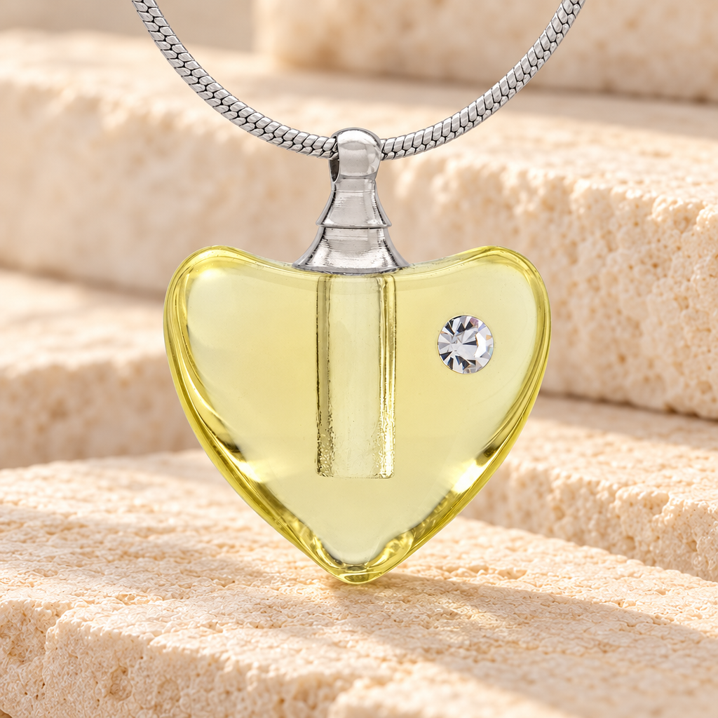 Glass Locket Yellow Heartfelt Cremation Jewelry — main — evr2537y
