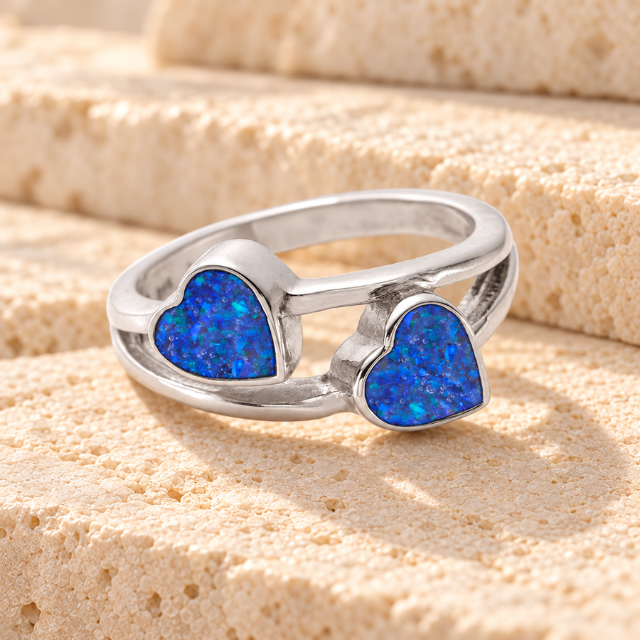 Women's Sterling Silver Thornley Ash Ring with Opal Blue Waters