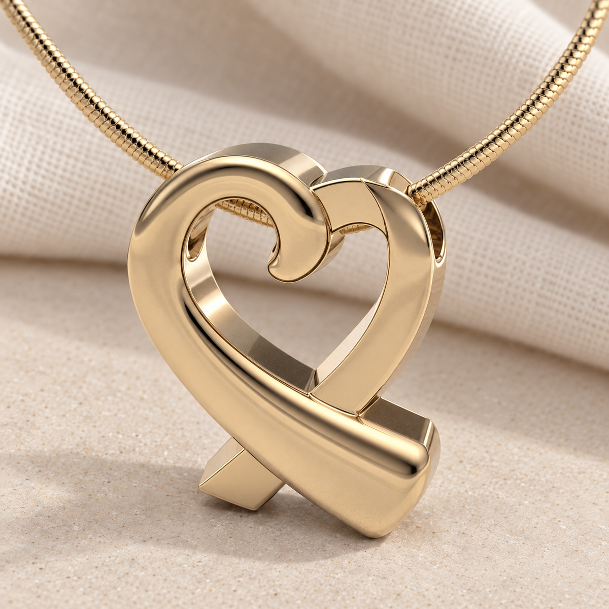 Solid 14K Gold Plated Folded Heart Forever Sealed Memorial Jewelry — alternate view — evr6181kgfs