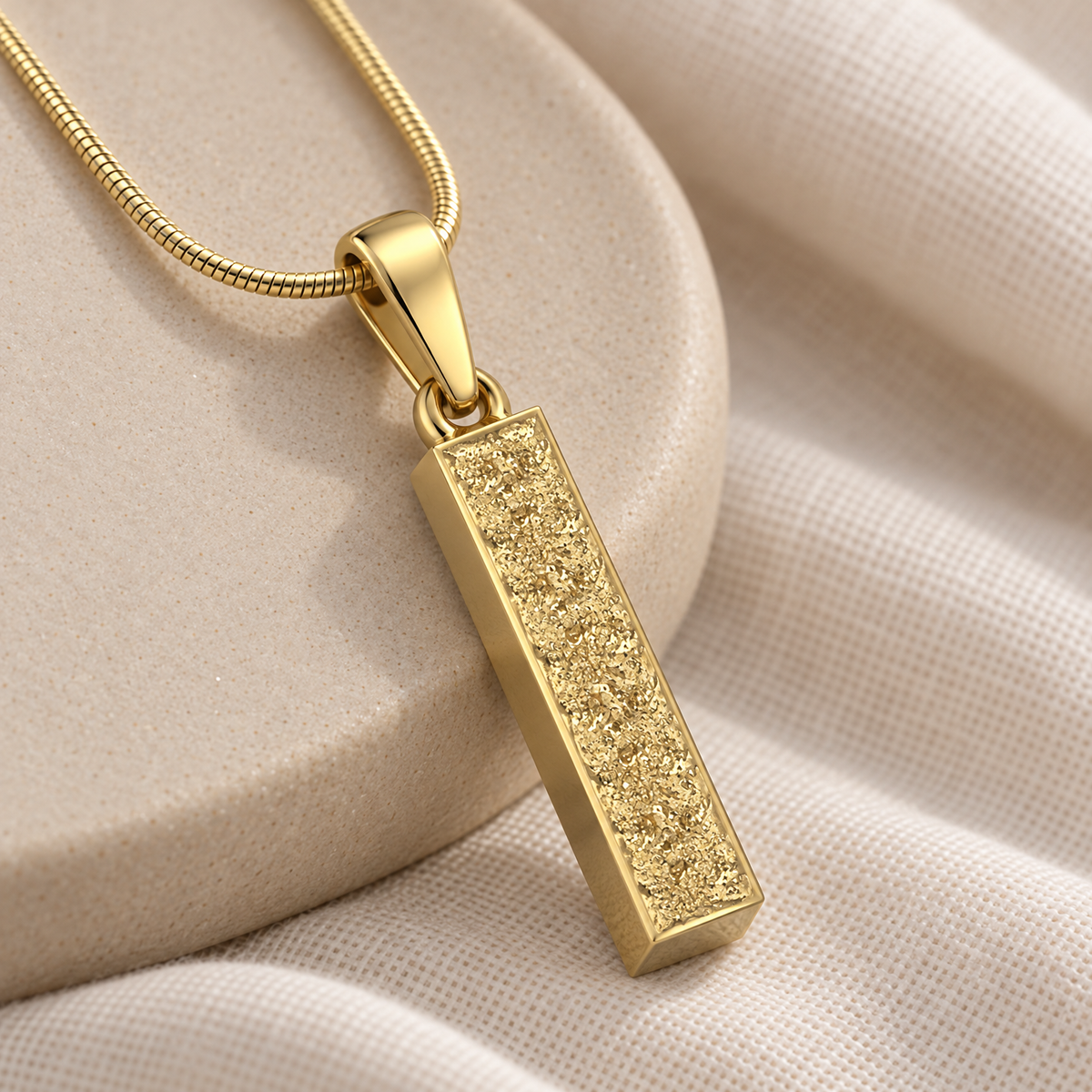 Gold Plated Textured Cylinder Forever Sealed Memorial Jewelry — alternate view — evr20052gfs