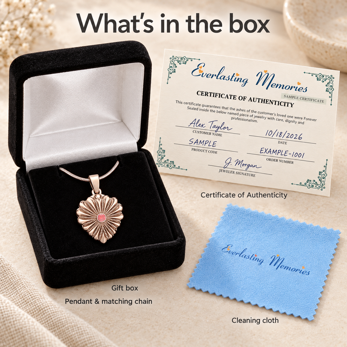 Rose Gold Plated Birthstone Knotted Heart Forever Sealed Memorial Jewelry — whats in box — evr20018rgfs
