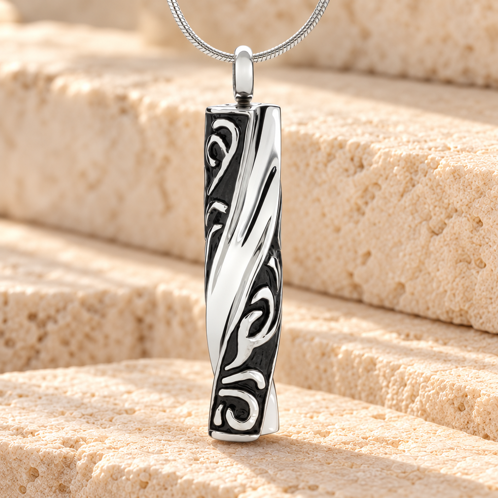 Stainless Twisted Cylinder Cremation Jewelry — main — evr6629s