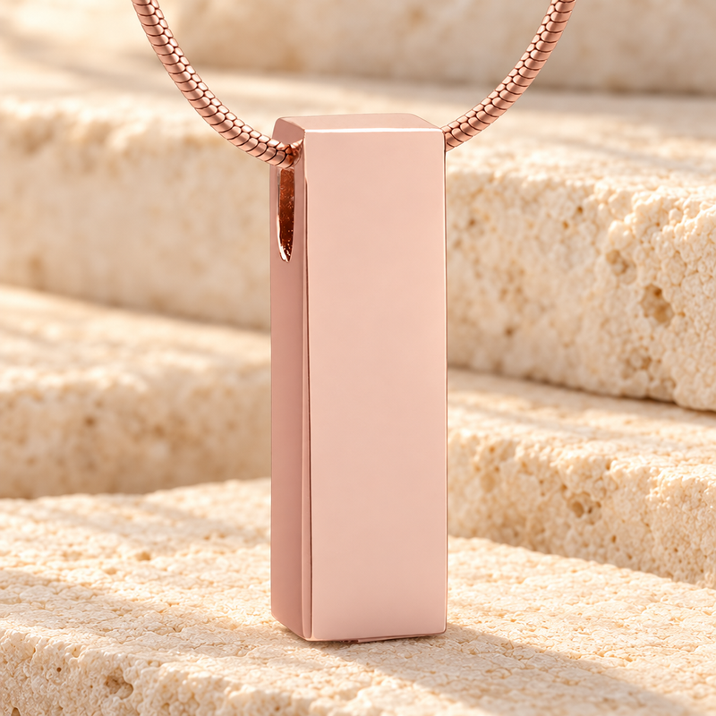 Rose Gold Elegance Cylinder Cremation Jewelry