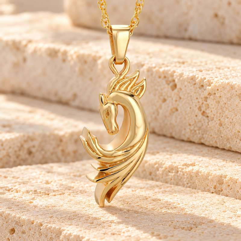 Gold Plated Stallion Memorial Jewelry