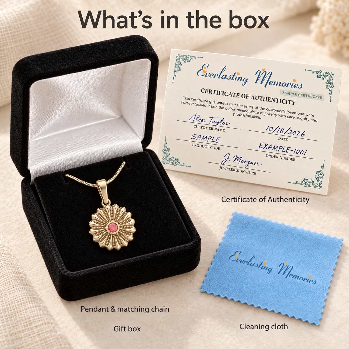 14K Gold Birthstone Flowers Forever Sealed Memorial Jewelry — whats in box — evr20004kgfs
