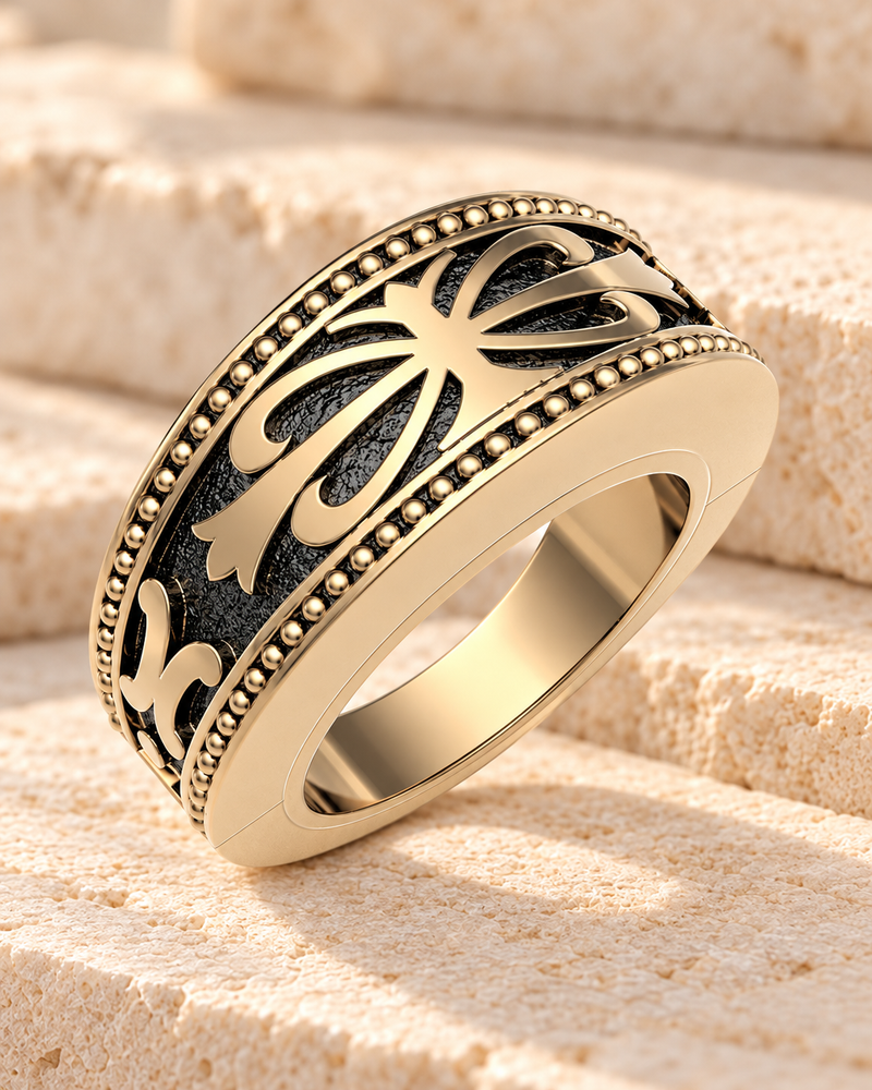 Solid 14K Yellow Gold Men's Royalty Forever Sealed Memorial Ring