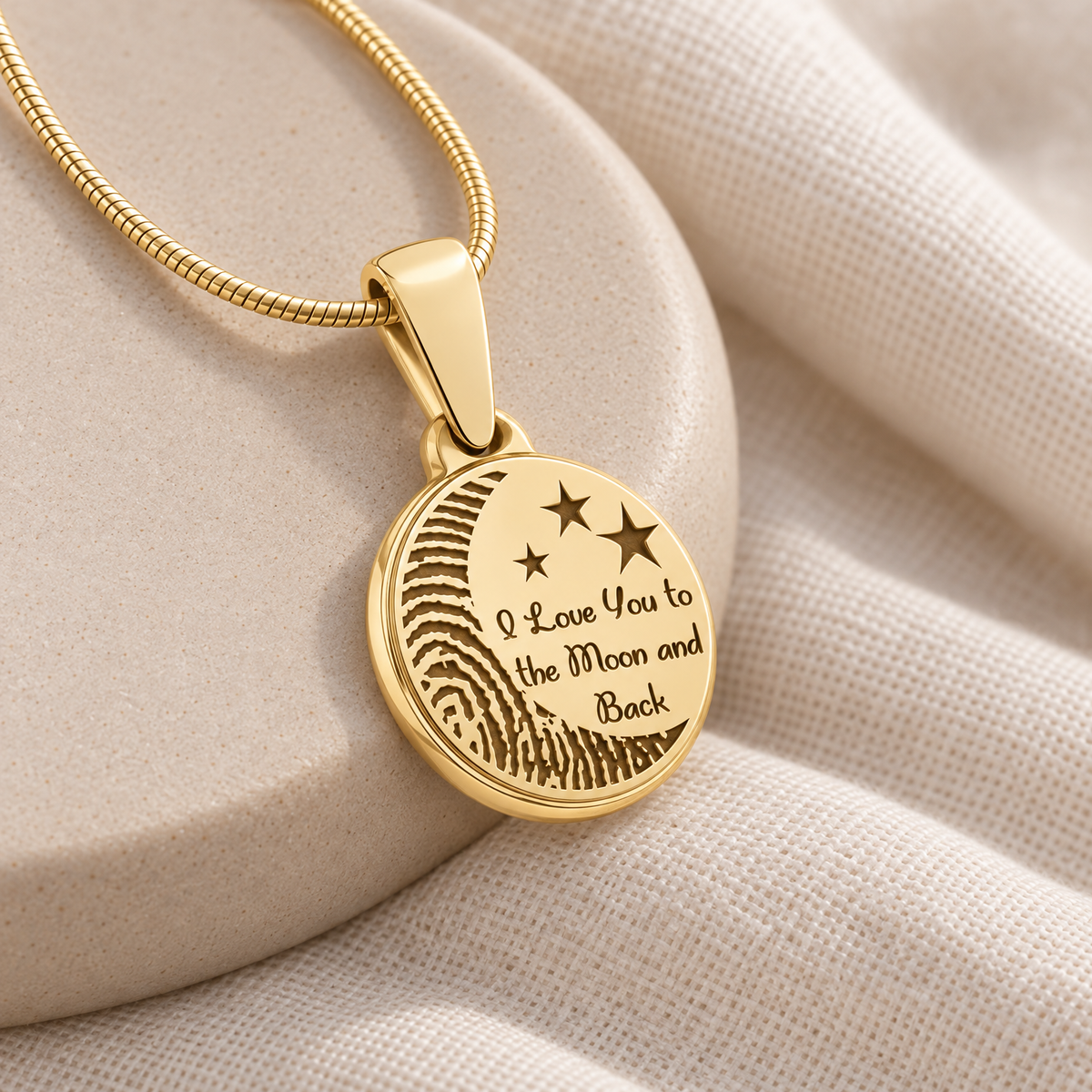 Love You To The Moon Gold Plated Fingerprint Necklace — alternate view — evr4716g