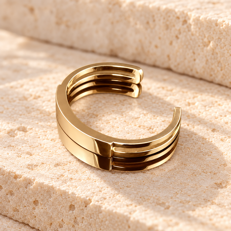 Gold Plated Men's Elegance Cuff Cremation Bracelet