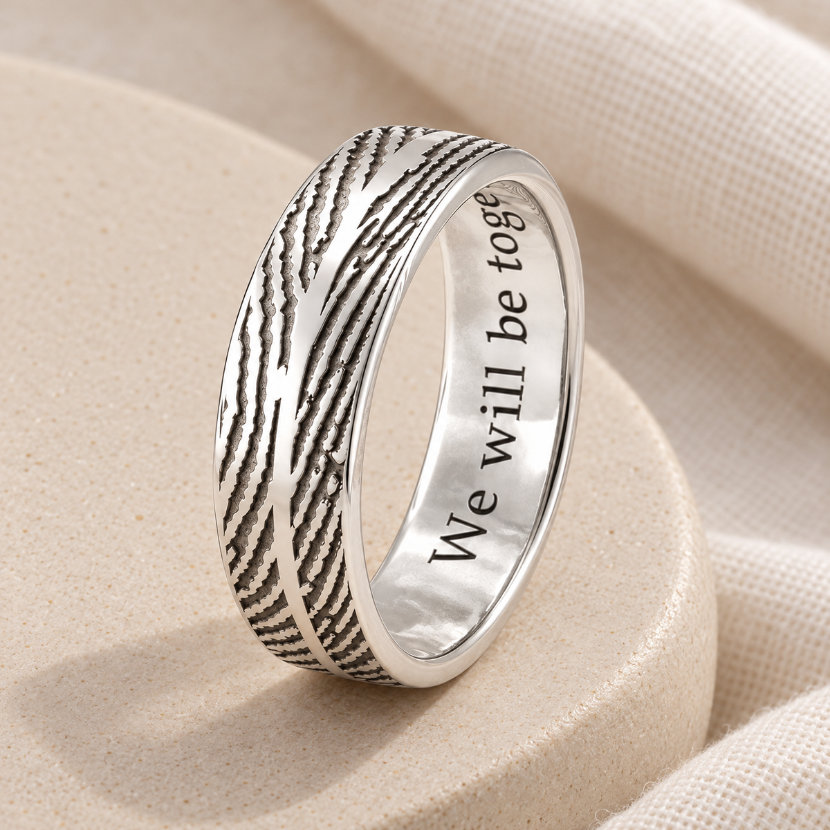 Women's Double Print Sterling Silver Fingerprint Ring — alternate view — evr30013s