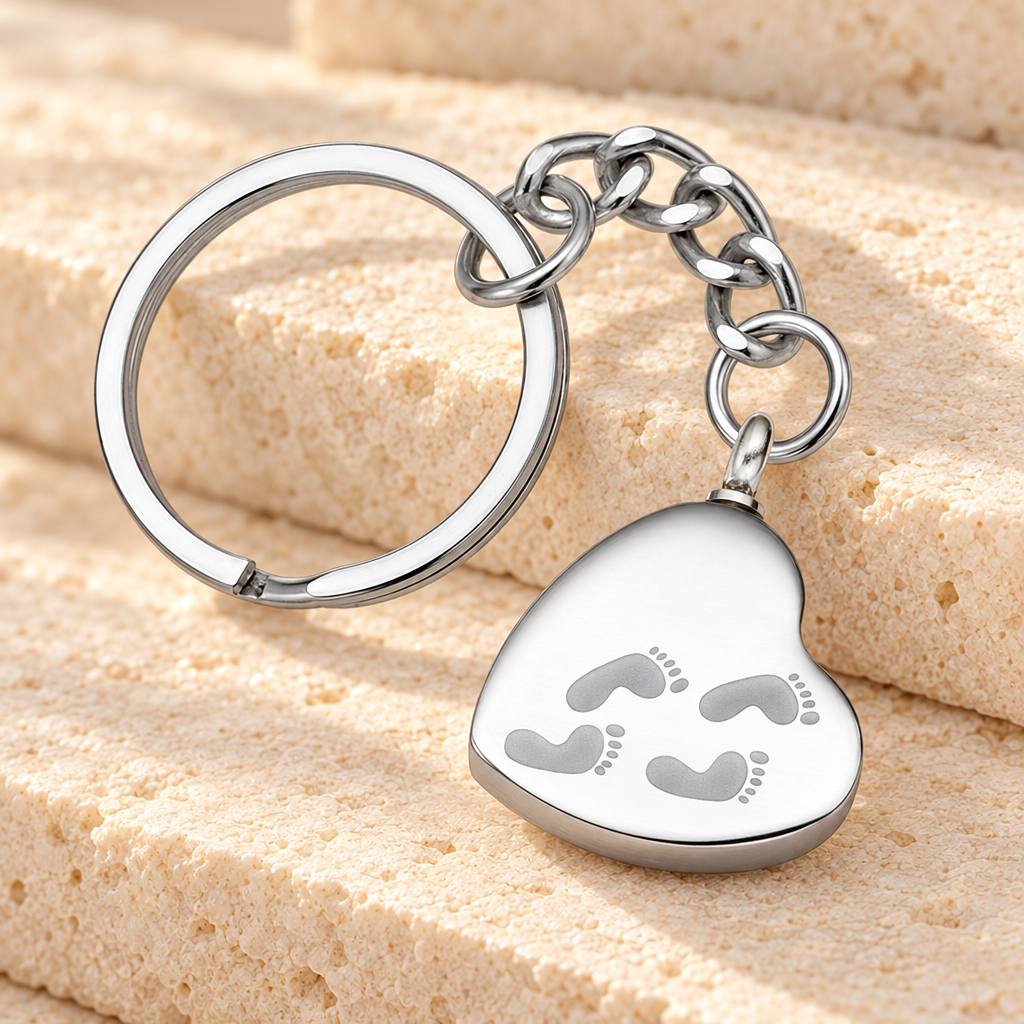 Traveling Heart Stainless Steel Cremation Keychain — main — evr6764sskey