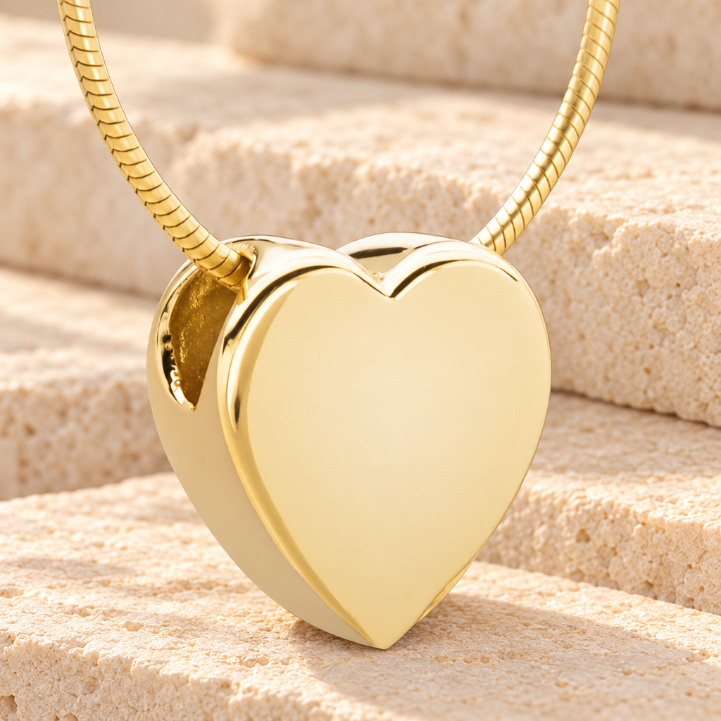 Gold Plated Smooth Heart Cremation Jewelry — main — evr6457g