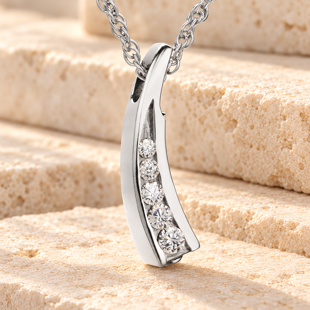 14K White Gold Leaf with Cubic Zirconia Locket Urn — main — evr156wg