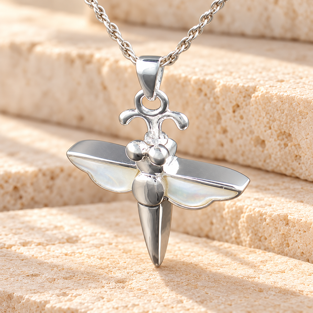 Sterling Silver Dewy Dragon Funeral Jewelry — main — evr851ss