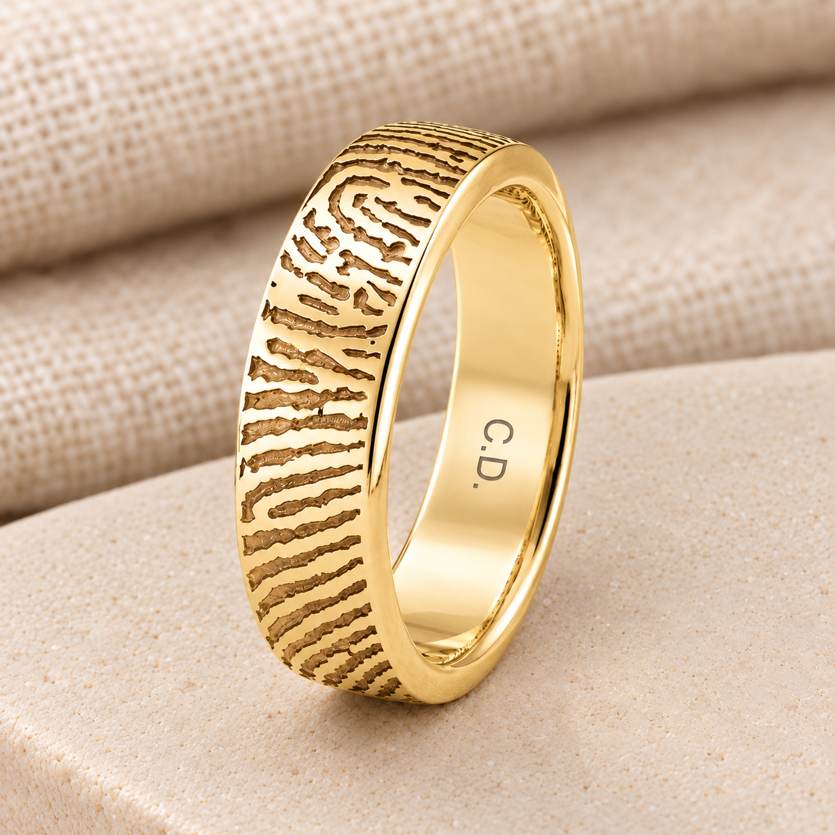 Standard Women's Solid 14k Gold Fingerprint Ring — rear engraving — evr30000kg