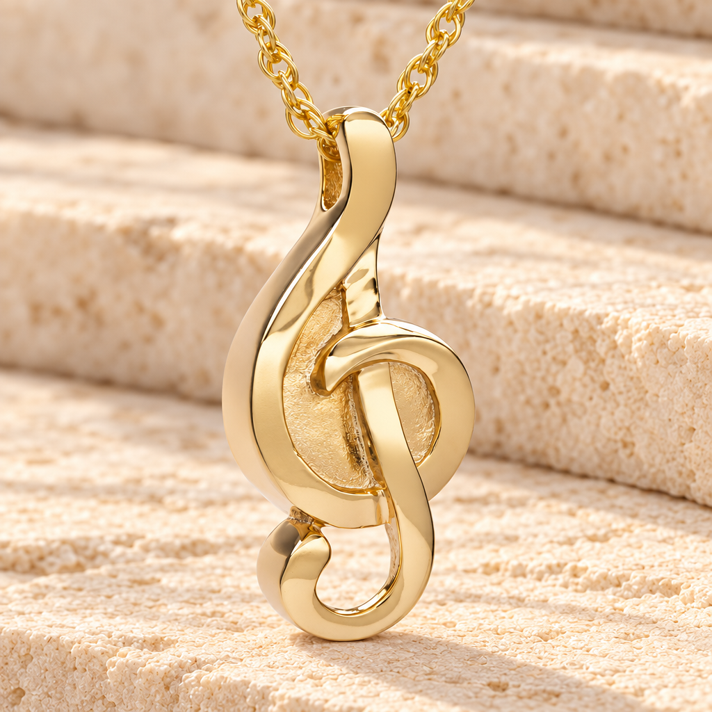 Gold Plated Harmonious Music Note Memorial Locket — main — evr6331gv