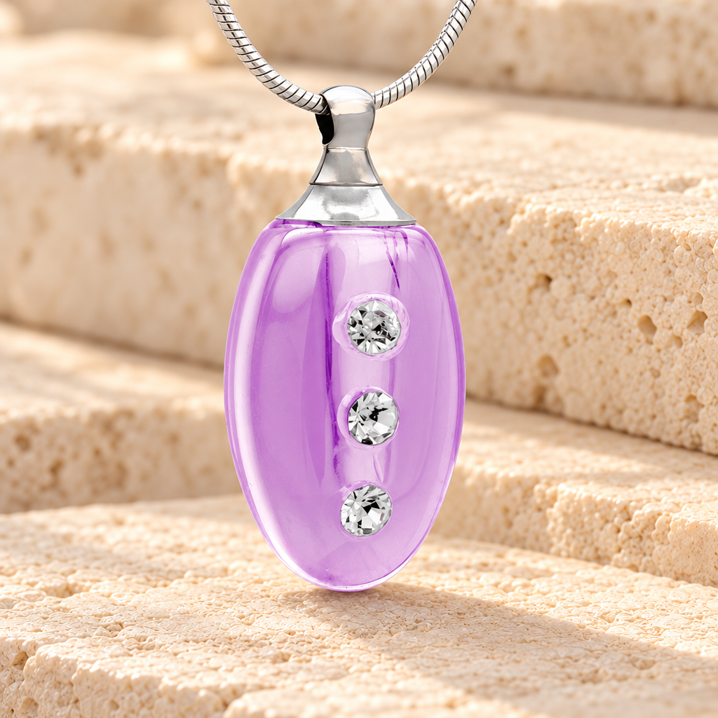 Glass Locket Violet Forever Cremation Jewelry — main product image