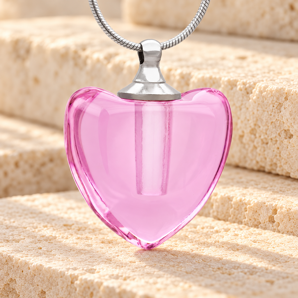 Glass Locket Loving Heart Memorial Necklace — main — evr2011