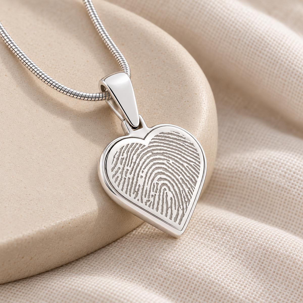 Heart Sterling Silver Fingerprint Necklace — alternate view — evr4728ss