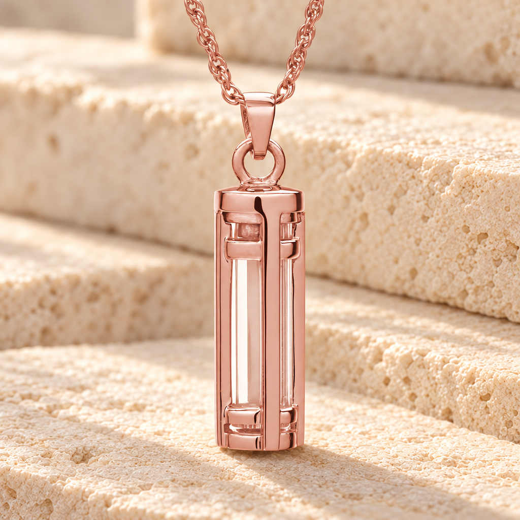 14K Rose Gold Fulfillment Cylinder Memorial Pendant — main product image