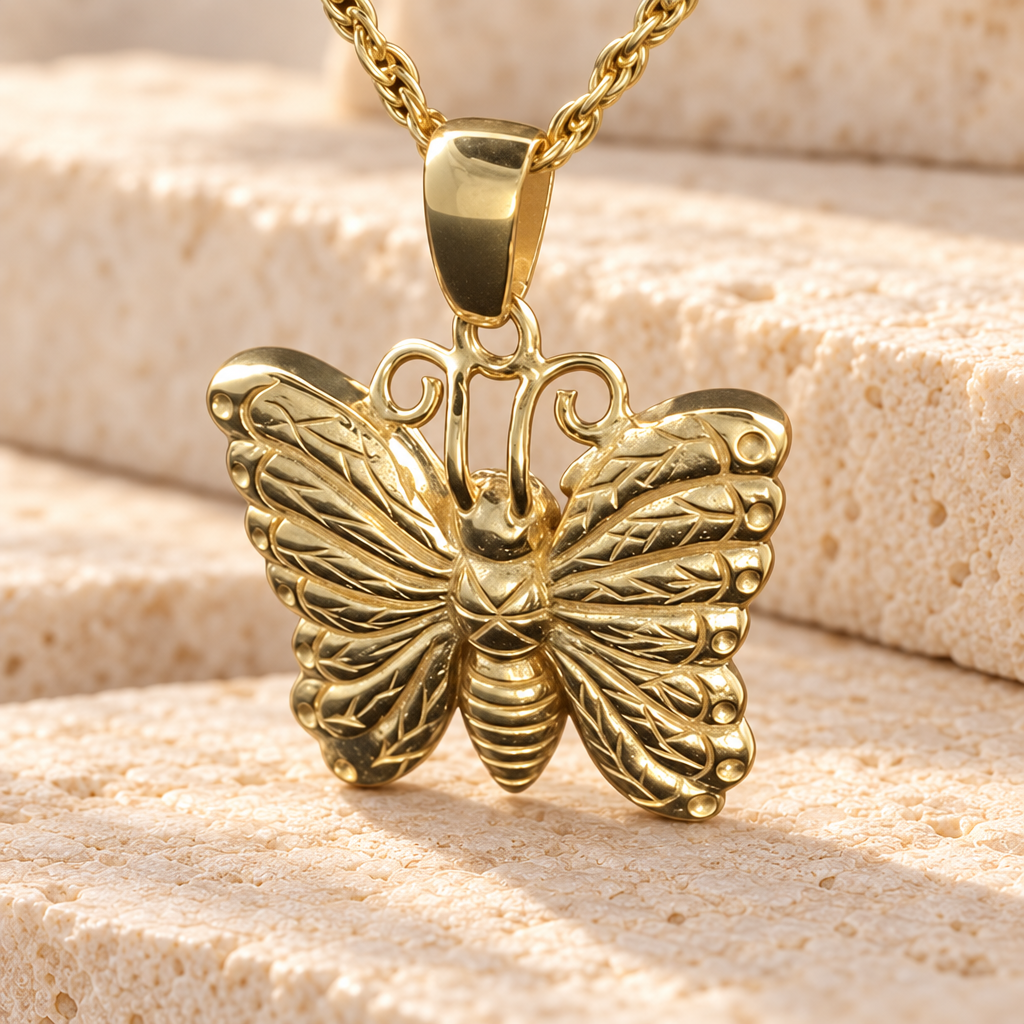 14K Gold Plated Butterfly Urn Keepsake — main — evr158kg