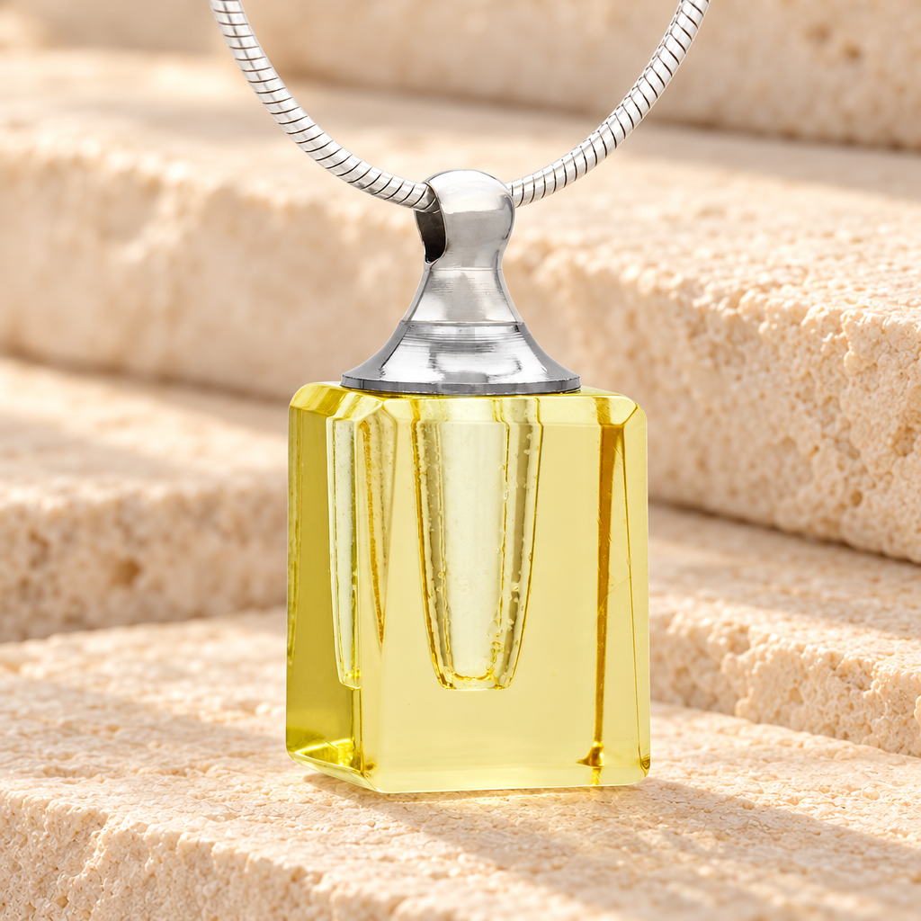 Glass Locket Yellow Contentment Jewelry Urn — main — evr2044y