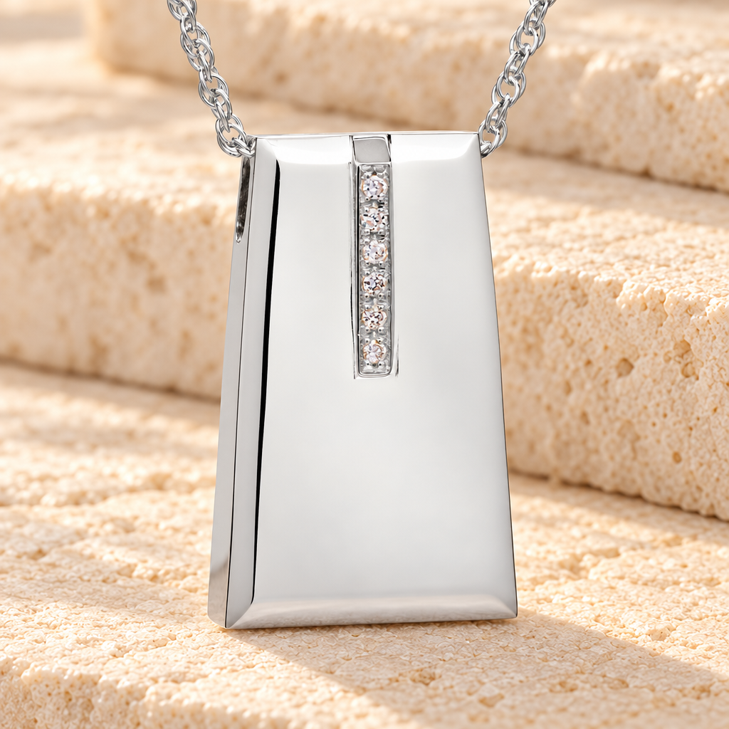 Sterling Silver Eternity Sliding Rectangle Memorial Locket with Stones — main — evr712ss