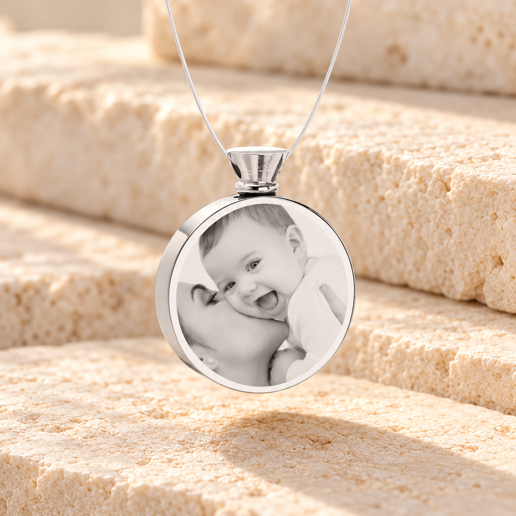 Round Stainless Steel Photo Engraved Ash Guardian — main — evr7411ss