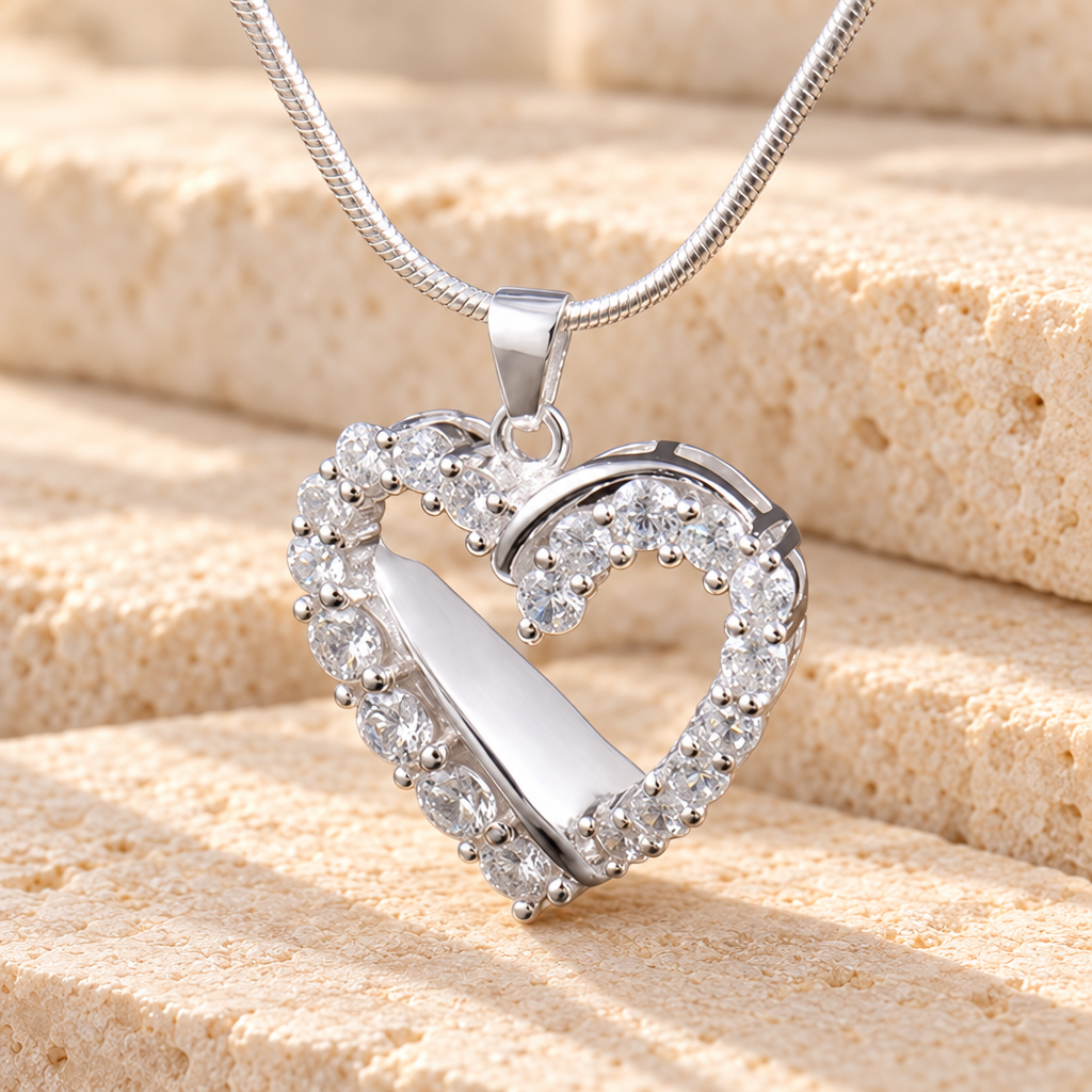 Sterling Silver Glimmer Heart Urn Necklace — main — evr888ss