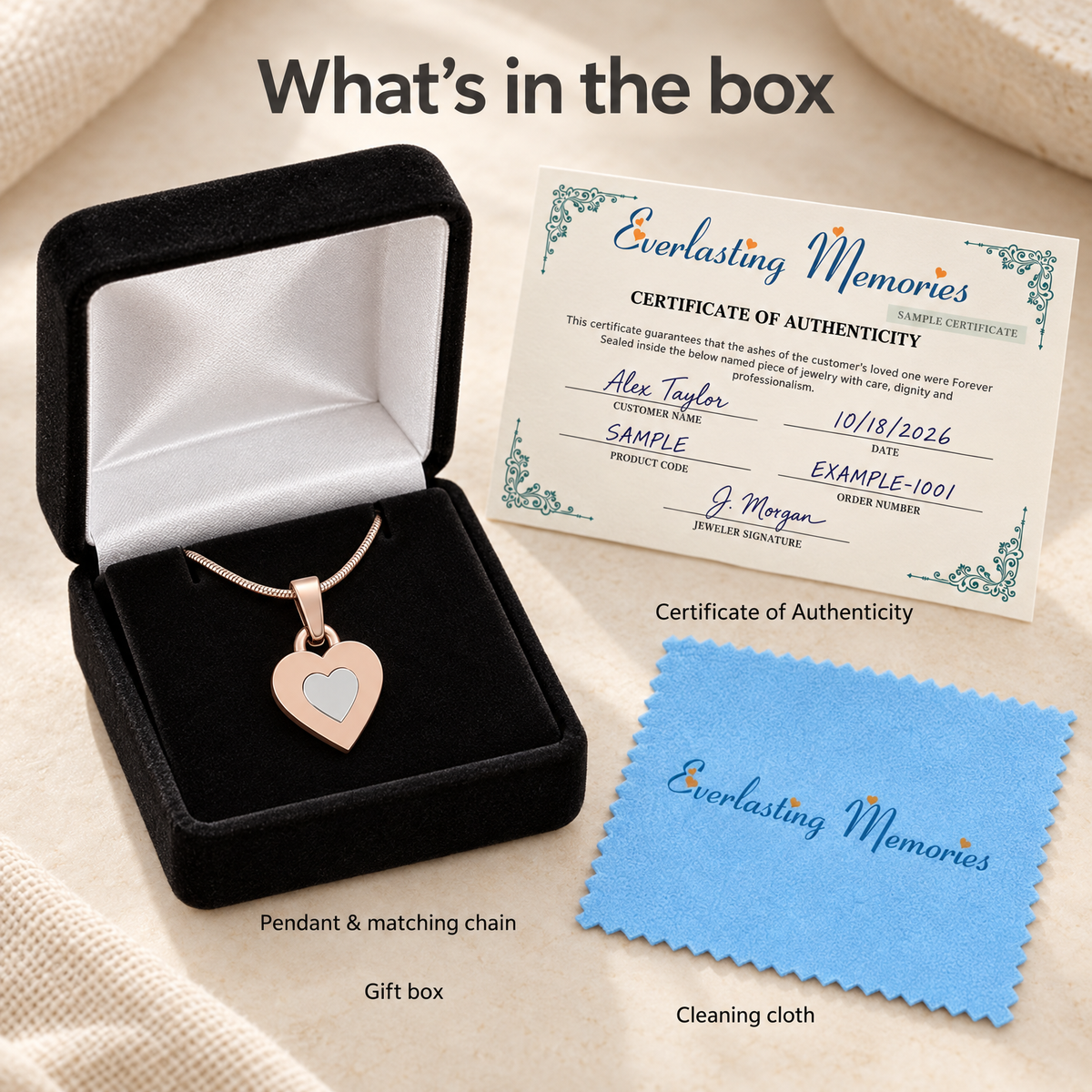 Solid 14K Rose Gold with Sterling Duplicity Heart Forever Sealed Memorial Jewelry — whats in box — evr20036krgsfs