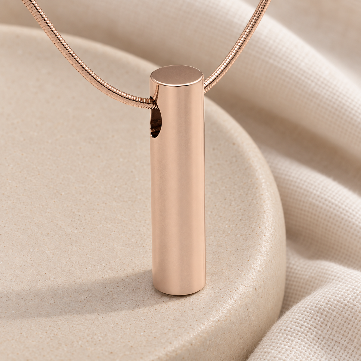 Solid 14K Rose Gold Simple Cylinder Forever Sealed Memorial Jewelry — alternate view — evr20078rgfs
