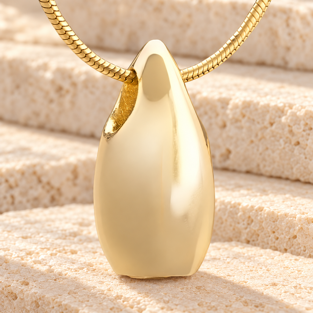 Gold Plated Simple Tear Cremation Jewelry — main — evr6460g