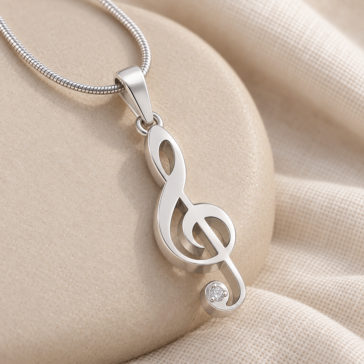 Solid 14k White Gold Music Note Forever Sealed Memorial Jewelry — alternate view — evr20062wgfs