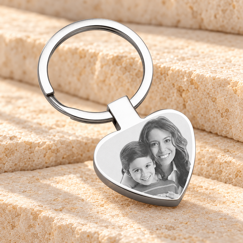 Full Heart Stainless Steel Photo Engraved Keychain — main — evr6568ss