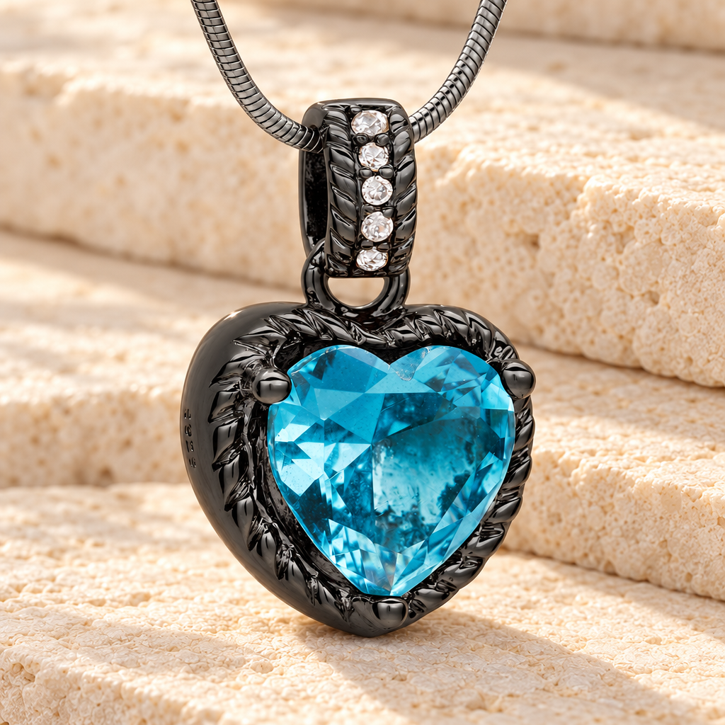 Black Sea of Hearts Cremation Jewelry — main — evr6481b
