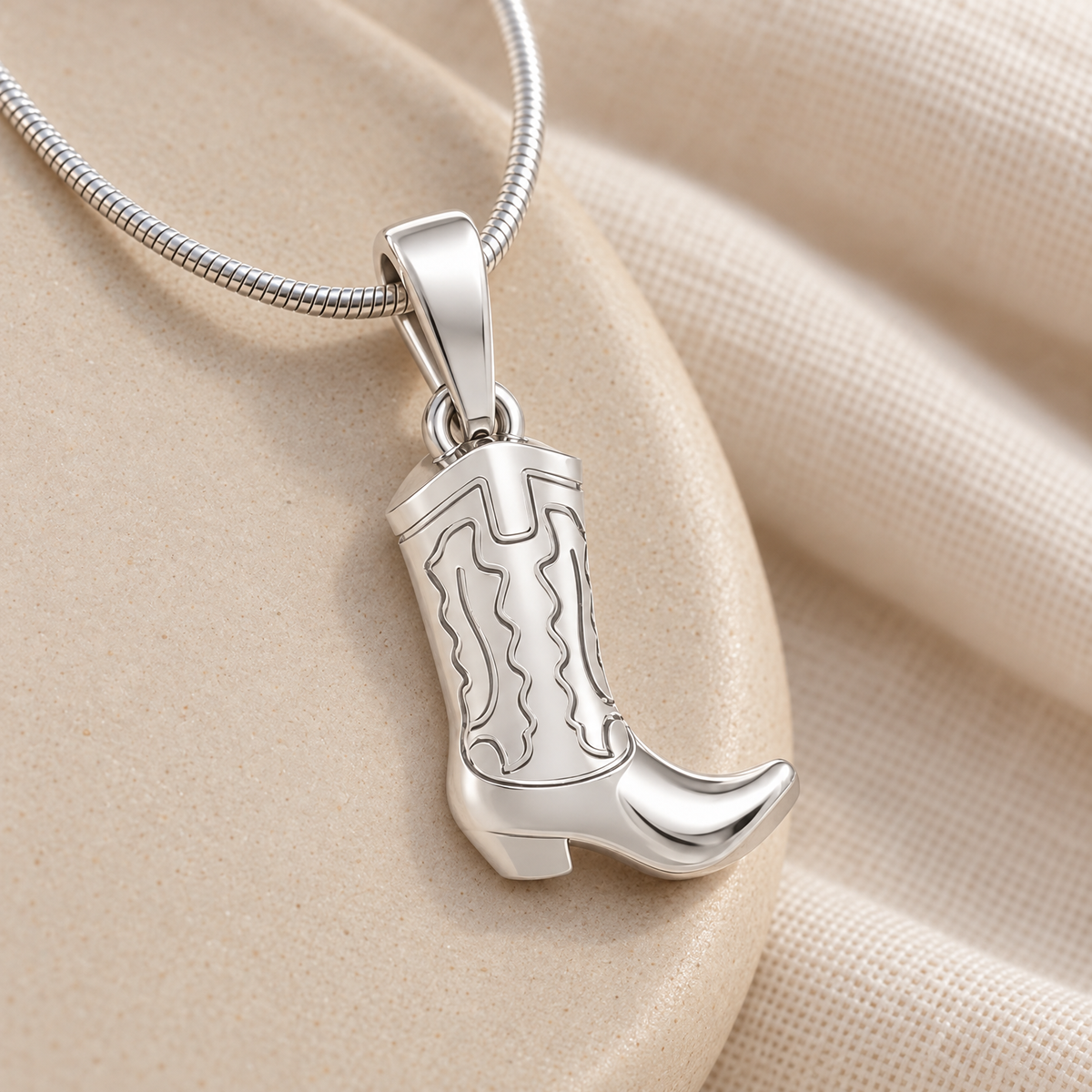 Sterling Silver Cowboy Boot Forever Sealed Memorial Jewelry — alternate view — evr20051ssfs