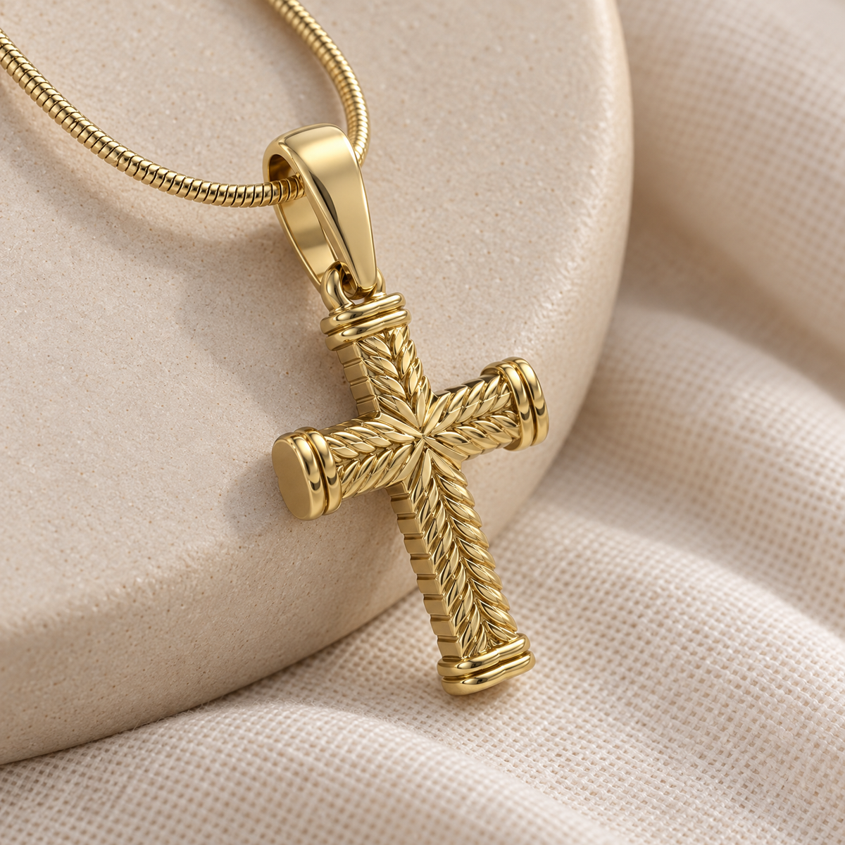 Gold Plated Cable Cross Forever Sealed Memorial Jewelry — alternate view — evr20026gfs