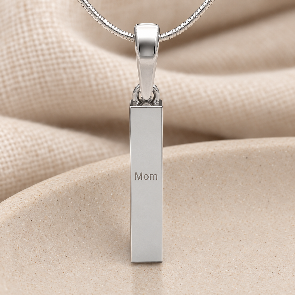 14K White Gold Faithfulness Cylinder Forever Sealed Memorial Jewelry — rear engraving — evr20029wgfs