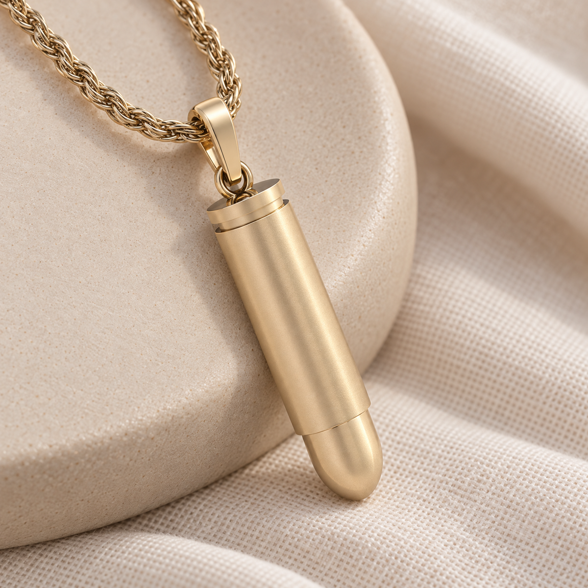 Solid 14k Gold Bullet Forever Sealed Memorial Jewelry — alternate view — evr6766kgfs